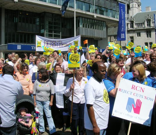 RCN rally in central London against cuts to the NHS