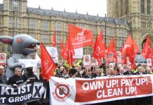 Yesterday’s mass lobby outside the House of Commons demanding the prosecution of all those companies who have been involved in the blacklisting of workers