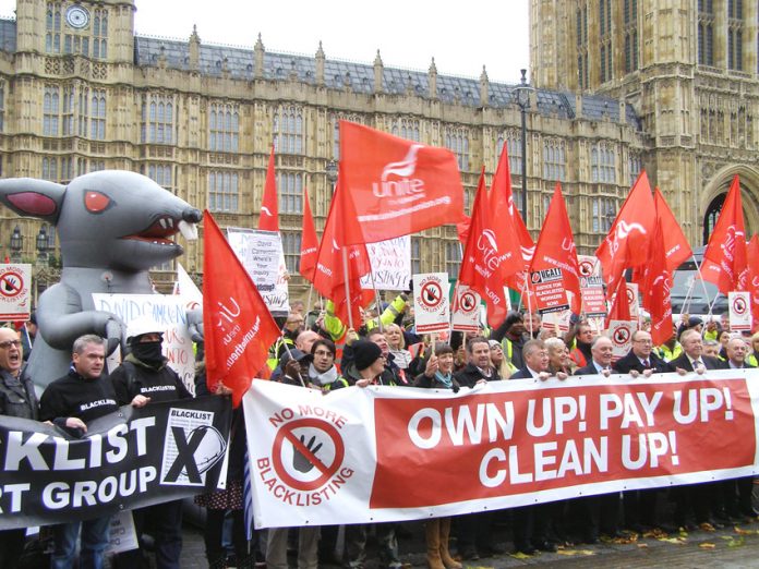 Yesterday’s mass lobby outside the House of Commons demanding the prosecution of all those companies who have been involved in the blacklisting of workers