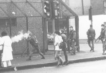 British troops firing on civilians in the north of Ireland