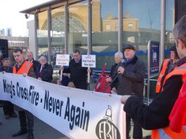 RMT leader Bob Crow addressing a lobby on the anniversary of the King’s Cross disaster in November 2011