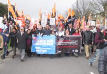 A large GMB contingent on the Ealing Save Our Hospitals march in April against the closure of four A&Es in west London