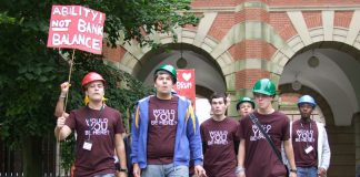 Birmingham University students demonstrating on their campus against fees