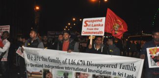 March in London earlier this month  condemning holding the Commonwealth Heads of Government Meeting in Sri Lanka