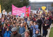 March around Sussex University Campus during the occupation on 25th March 2013 – they have now resumed their occupation