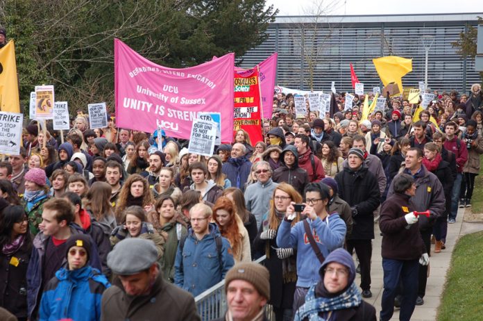 March around Sussex University Campus during the occupation on 25th March 2013 – they have now resumed their occupation