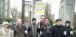 Picket line at Birmingham University on Tuesday morning