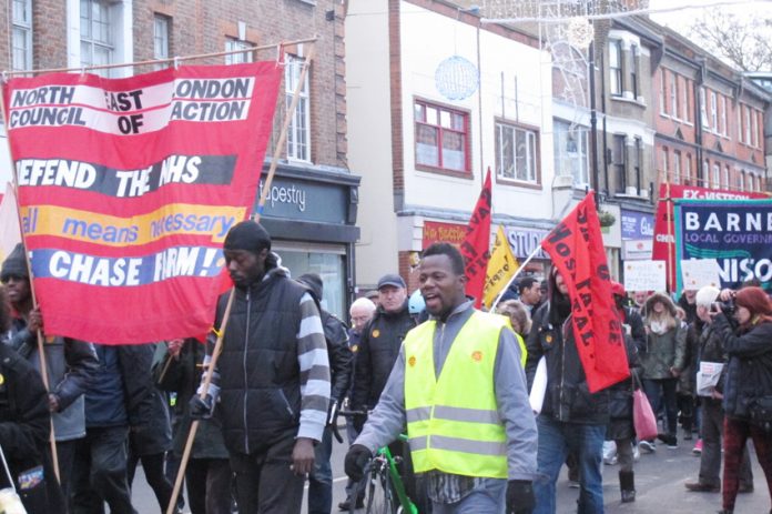 North East London Council of Action marchers demanding that Chase Farm Hospital A&E be kept open attracted much support in Enfield town centre on Saturday