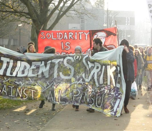 Students demonstrating at Sussex University yesterday will be coming up to the ULU demonstration this afternoon