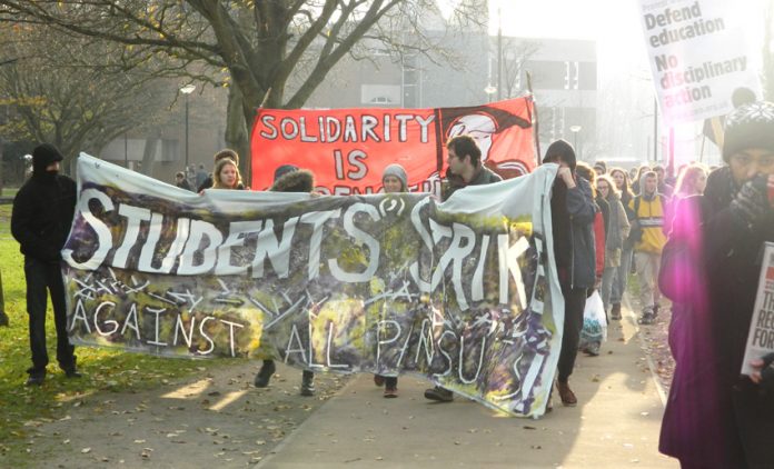 Students demonstrating at Sussex University yesterday will be coming up to the ULU demonstration this afternoon