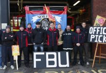 Norfolk firefighters’ picket line outside Sprowston Fire Station during their last strike in November