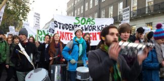 Students from the School of African and Oriental Studies joined Wednesday’s demonstration