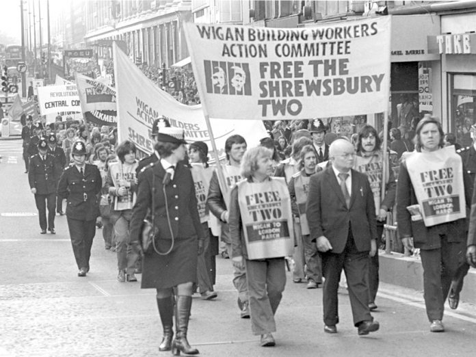 The march to free the Shrewsbury Two in 1975 ended in a mass demo in London