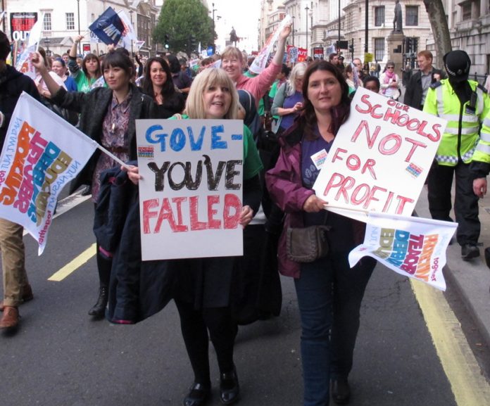 Teachers marching during the joint NUT/NASUWT strike in November with a clear message for Education Secretary Gove