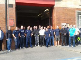 THREE FIRE STATIONS THAT RESCUED APOLLO THEATREGOERS ARE TO CLOSE IN THREE WEEKS!–FBU condemns ‘reckless and wrong’ closures FBU picket line outside Soutwark Fire Station on September 25. Southwark is one of the stations now threatened with closure