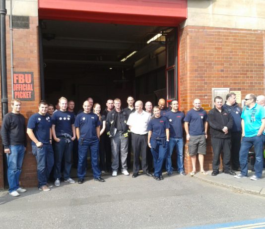 FBU picket line outside Soutwark Fire Station on September 25. Southwark is one of the stations now threatened with closure