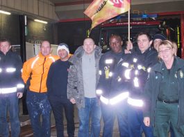 A lively picket at Kentish Town fire station