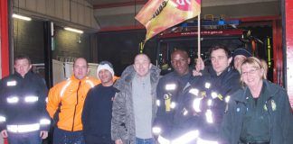 A lively picket at Kentish Town fire station
