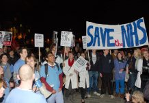 Defend the NHS demo at Barts Hospital in central London