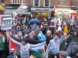 Demonstration against the siege of Gaza outside the Israeli embassy in London in 2012