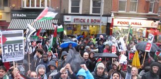 Demonstration against the siege of Gaza outside the Israeli embassy in London in 2012