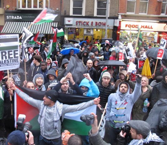 Demonstration against the siege of Gaza outside the Israeli embassy in London in 2012