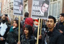 Students who were the victims of a police attack at ULU demanding Justice for Mark Duggan