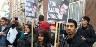 Students who were the victims of a police attack at ULU demanding Justice for Mark Duggan