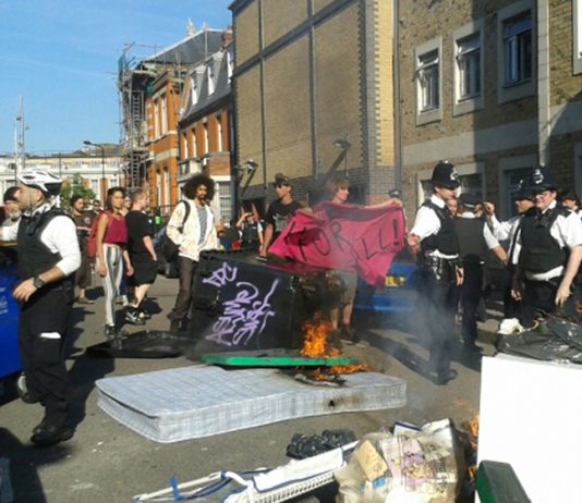 Police eviction in Brixton last July to make way for luxury apartments