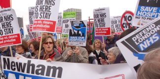 Marchers in London last May 18 demanding the privateers are kept out of the NHS