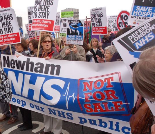 Marchers in London last May 18 demanding the privateers are kept out of the NHS