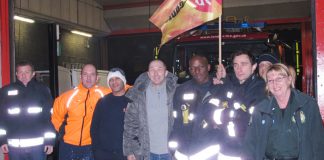 Kentish Town firefighters in their recent strike action – the battle against cuts and closures is taking place all over the country