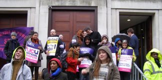 SOAS Samba Band and SOAS students support striking lecturers picketing the university over a derisory 1% pay offer