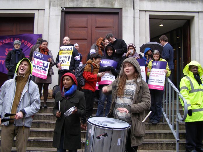 SOAS Samba Band and SOAS students support striking lecturers picketing the university over a derisory 1% pay offer