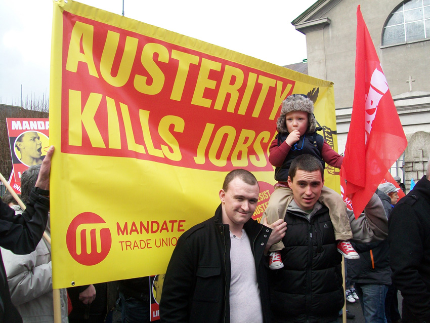 Workers marching in Dublin with a clear message
