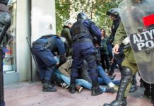 Greek ‘Delta’ riot police beating up students who were protesting at the drowning of migrants