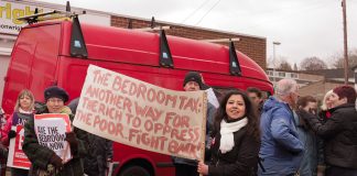 Protest in Norwich against the bedroom tax – a UN report urges the suspension of the tax