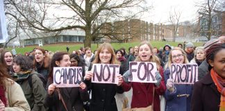 Sussex University students marching against the privatisation of education
