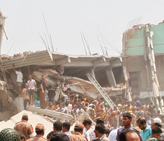 The Rana Plaza site which collapsed killing 1,129 people