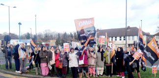 Mass picket yesterday morning outside Ealing Hospital