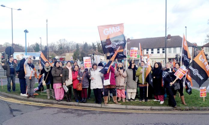 Mass picket yesterday morning outside Ealing Hospital