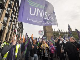Hampshire Unison members marching against the government’s austerity cuts