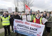 Yorkshire ambulance workers in the Unite union striking to defend patient safety