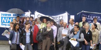 Doctors in Tower Hamlets during their national strike action in June 2012