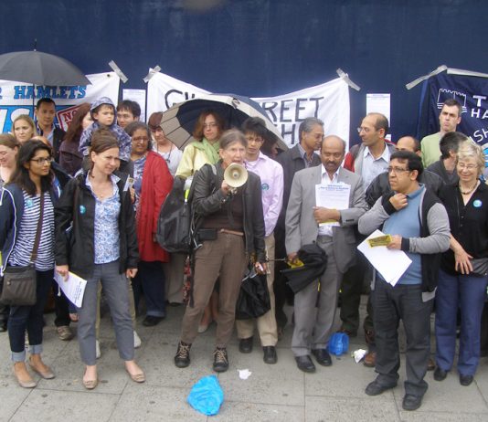 Doctors in Tower Hamlets during their national strike action in June 2012