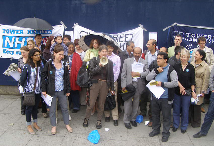Doctors in Tower Hamlets during their national strike action in June 2012