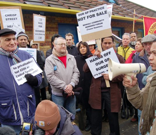 Demonstration in Tower Hamlets against the closure of a GP surgery