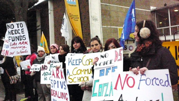 Copland school in Brent, north west London, where staff, parents and pupils are fighting the attempt to impose an academy