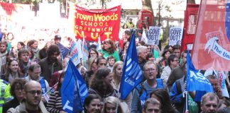 Teaching unions on the march. Teachers do a very large amount of unpaid overtime, they are very angry and there are  discussions taking place to form one very powerful teachers union