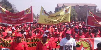 NUMSA members on a demonstration, demanding better wages, terms and conditions